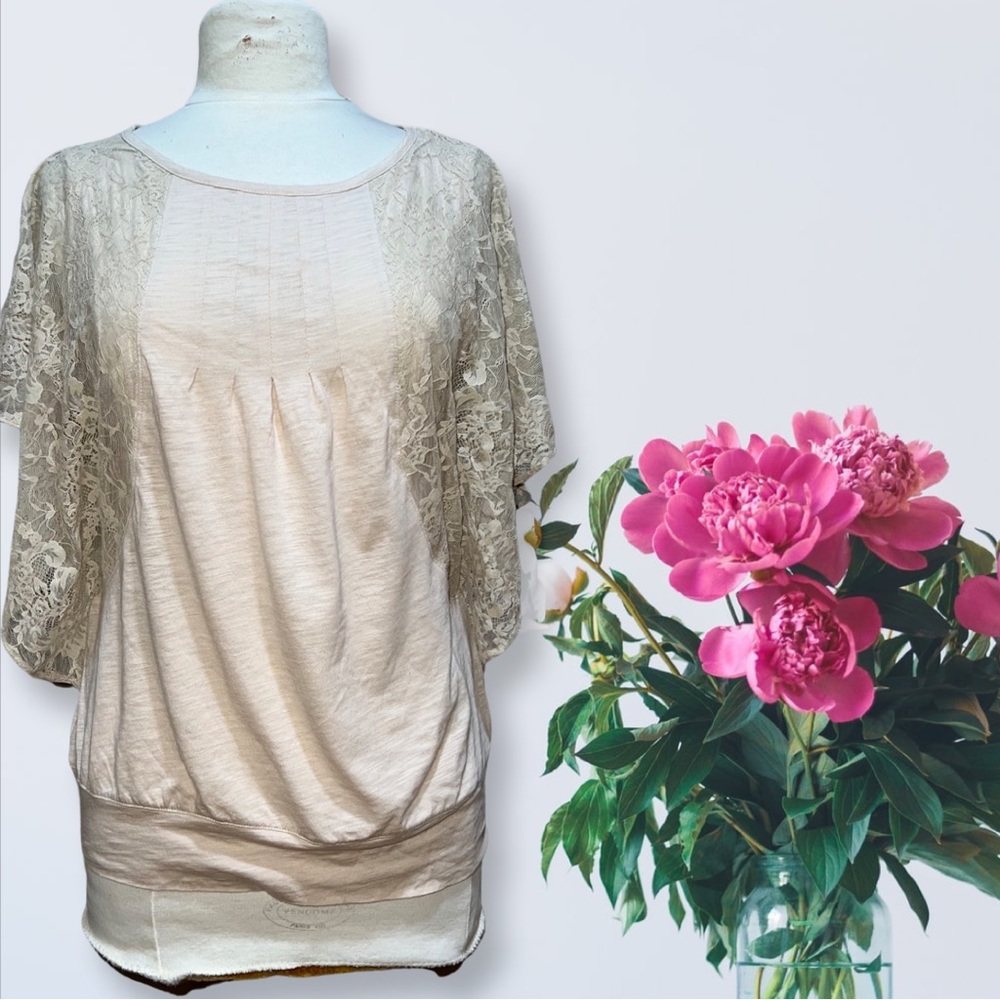 XXI lace cotton women’s ivory color medium size top blouse brand new
